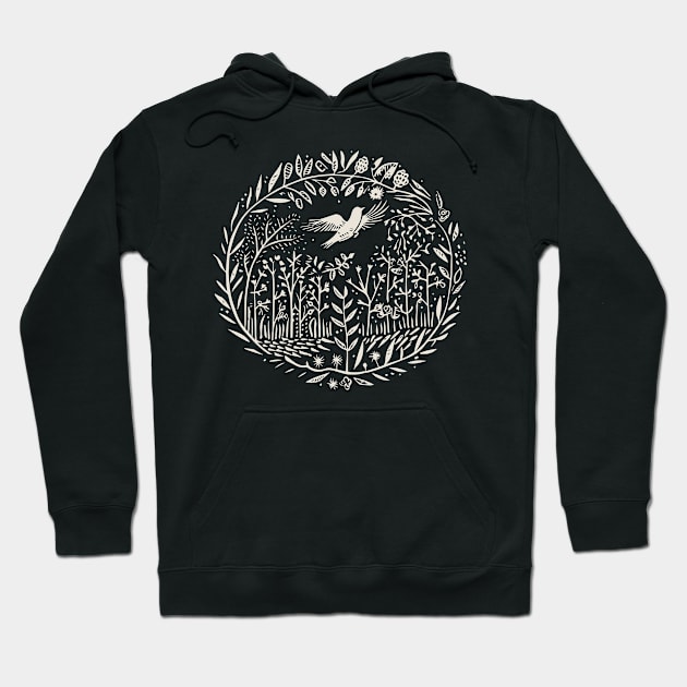 Lino Cut Bird Hoodie by n23tees